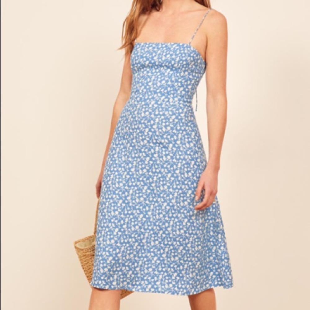Reformation Peach Dress 6 petite in Sky Blue